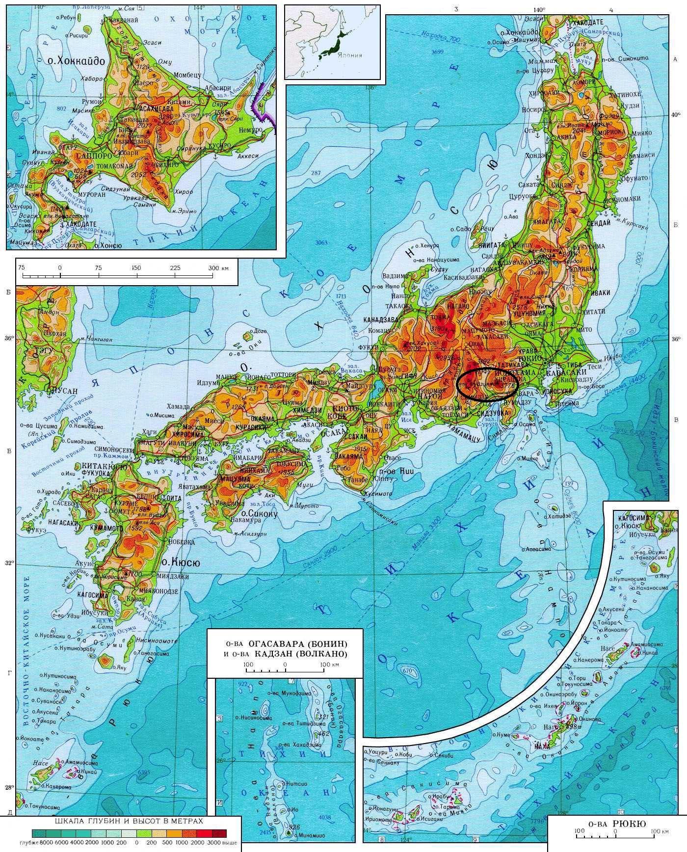 Остров хонсю карта