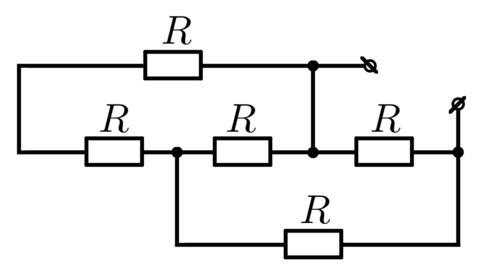 Определить эквивалентное сопротивление цепи изображенной на рисунке