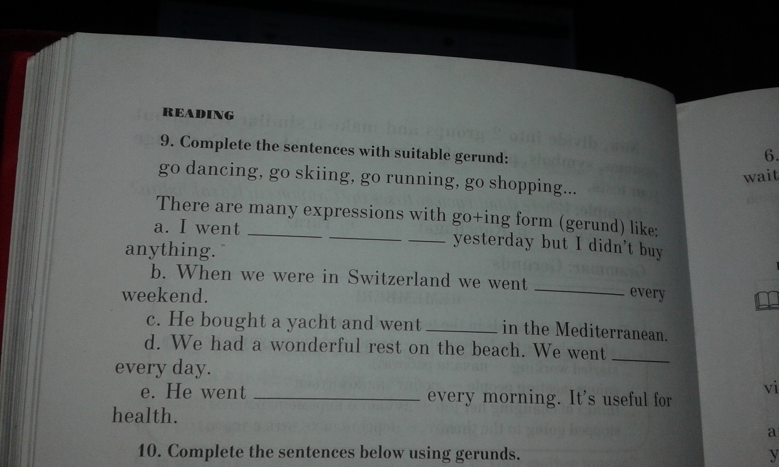 9 упражнение 4. Read and complete the sentences.