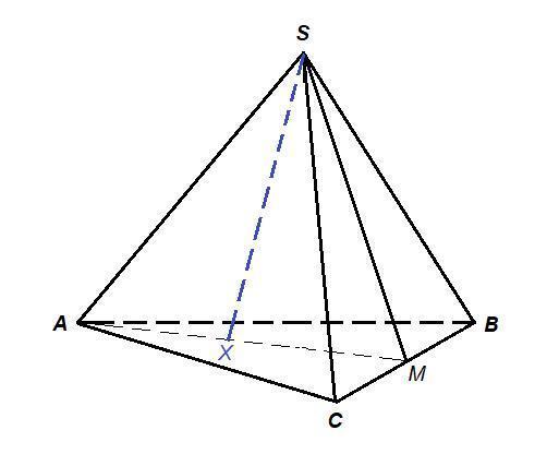 Медиана правильной треугольной пирамиды. Изобразите треугольную пирамиду PABC.