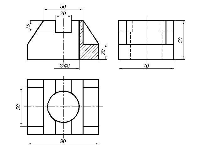 По аксонометрическому чертежу выполните чертеж детали в необходимом количестве видов