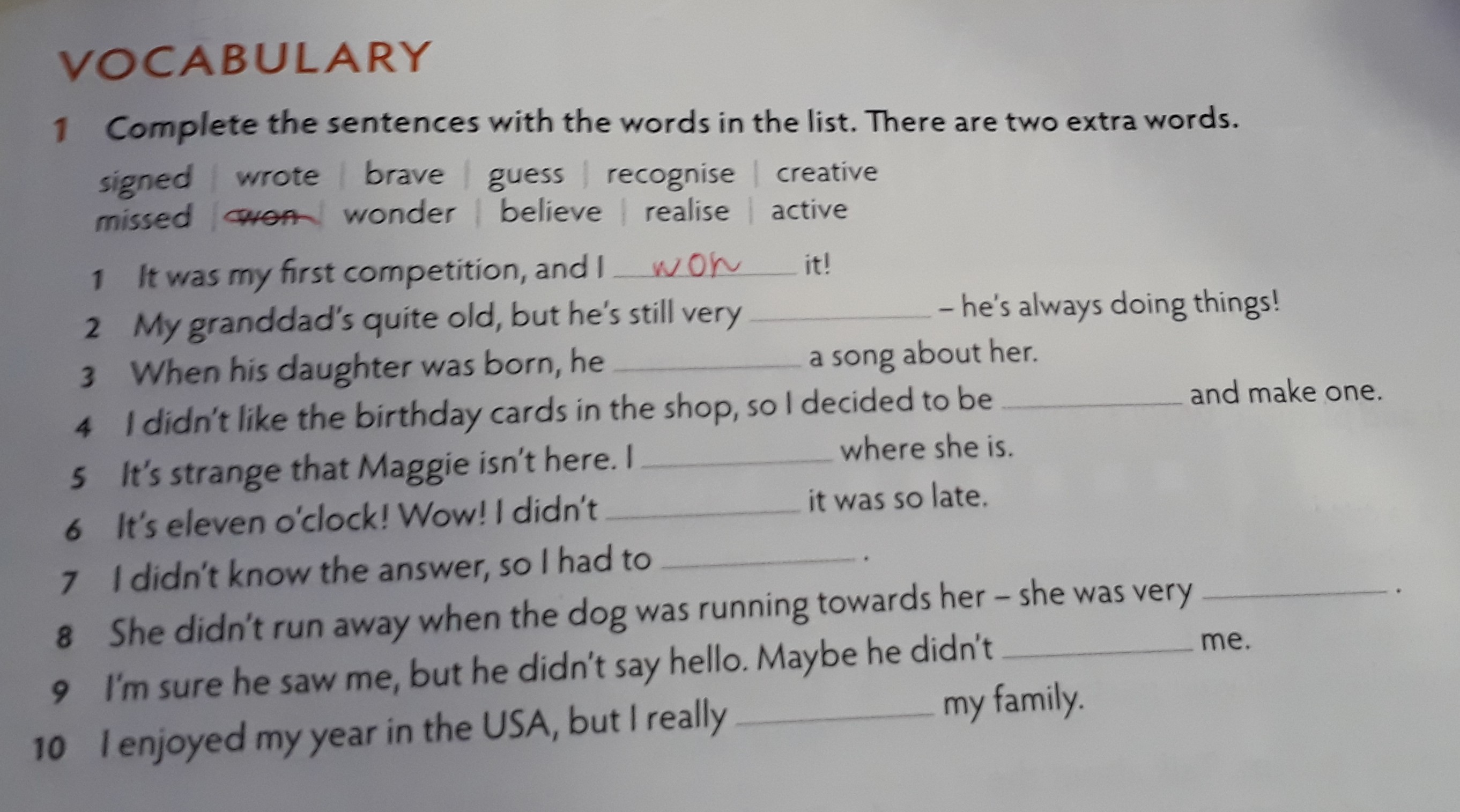 There are two extra words. There are two extra words
