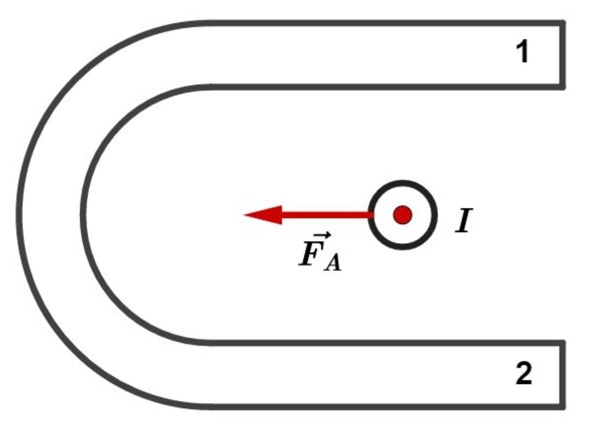 Проводник с током втягивается в область постоянного дугообразного магнита см рисунок