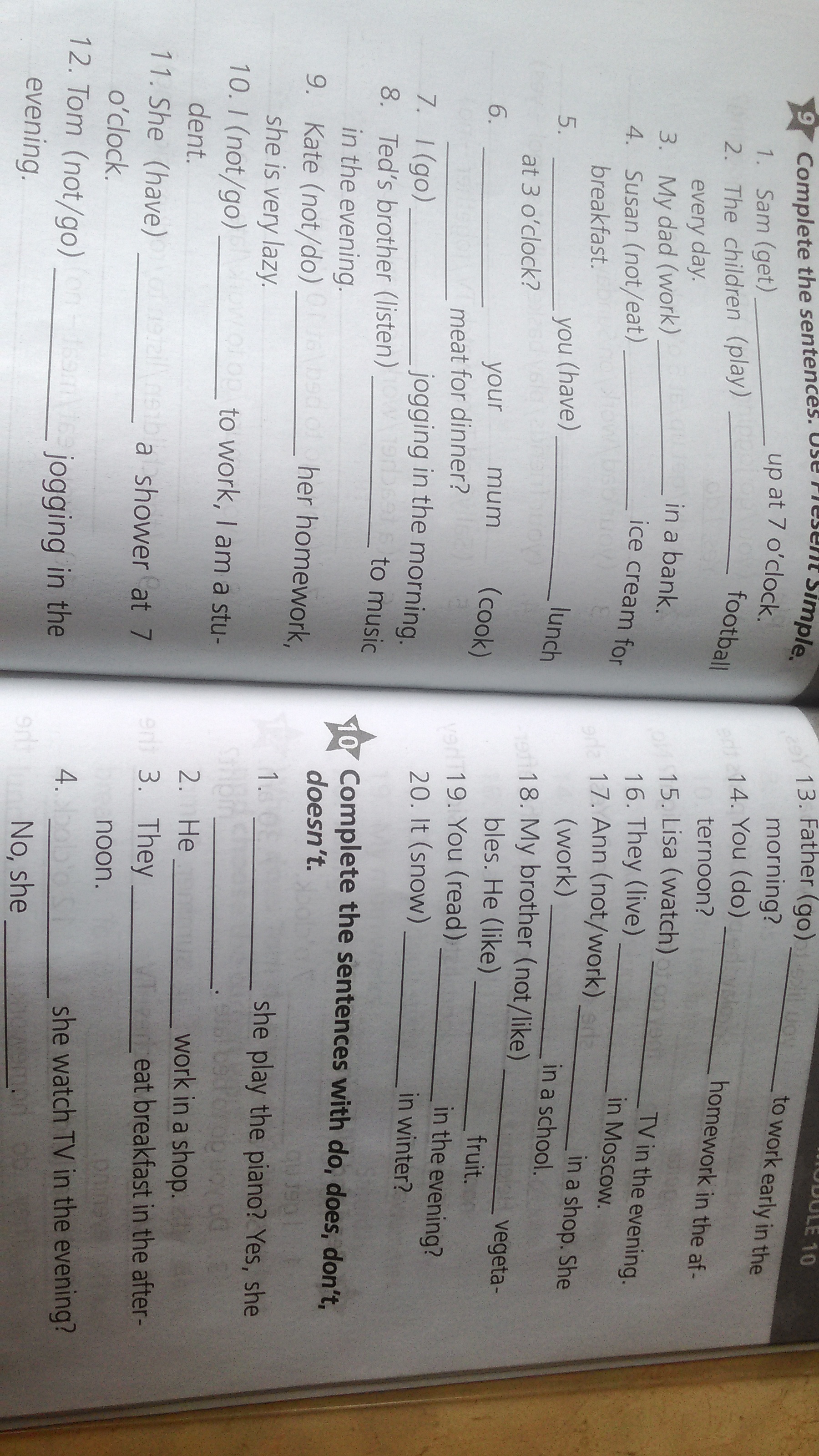 Complete the questions and answers. 5 complete the. Complete the table with the. Complete the sentences with the words. 5 complete the.