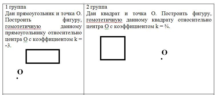 Дано квадратное. Квадрат с коэффициентом 3. Постройке фигуру с коэффициентом k=1,5. Квадрат относительно точки о. Прямоугольник относительно точки.