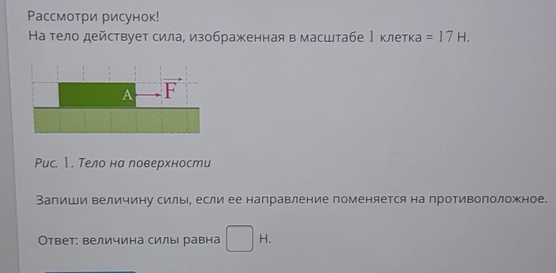 Рассмотри рисунок на тело действует сила изображенная в масштабе 1 клетка 1 н