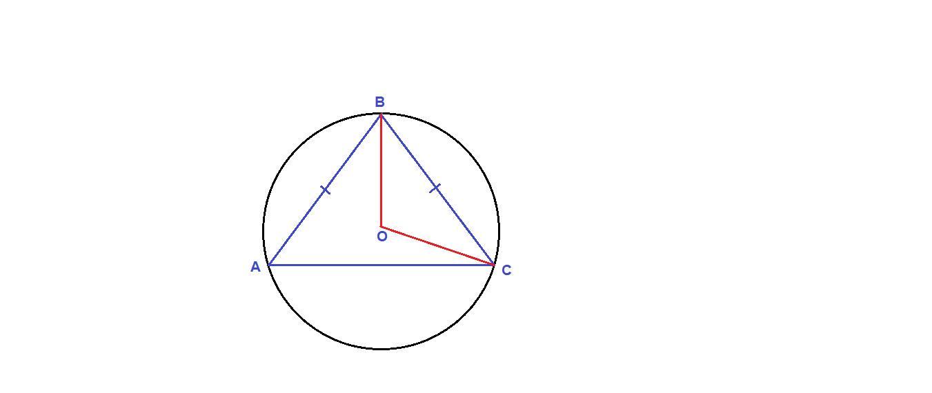 Найти равнобедренный треугольник в окружности углы. Радиус описанной окружности около равнобедренного треугольника. Окружность около равнобедренного треугольника. Описана окружность около равнобедренного треугольника АВС. Окружность описанная около равнобедренного треугольника.