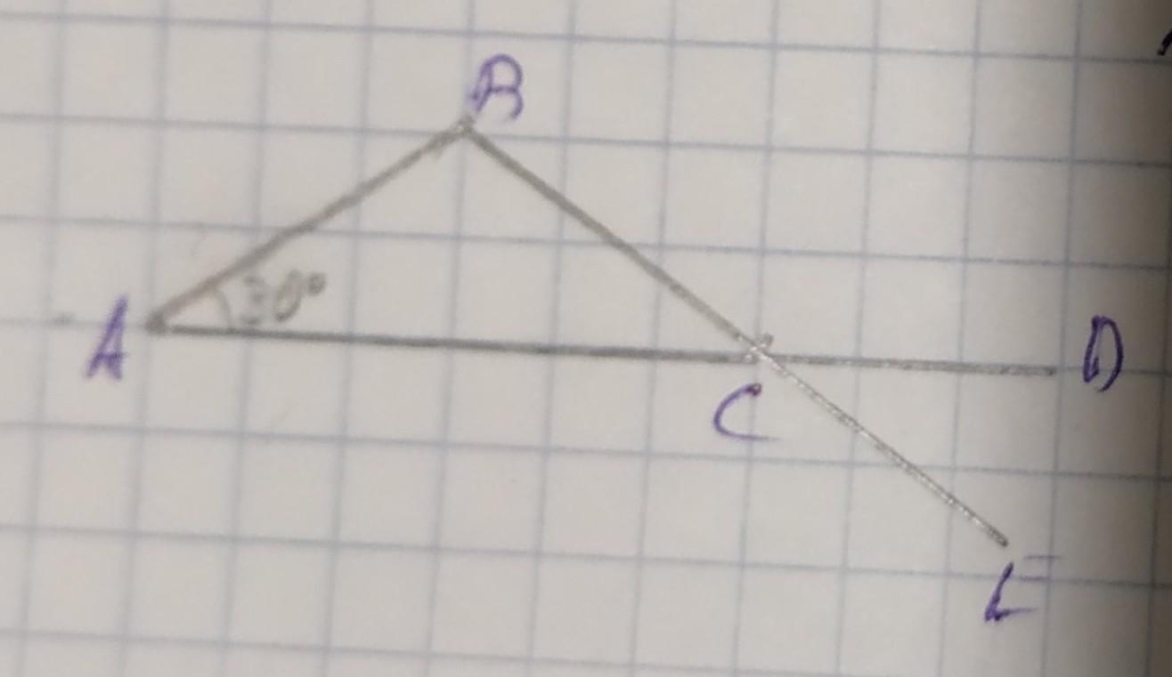 Авс 30 градусов. Треугольник АВС 30 градусов. Угол 30 градусов фото. Геометрия дано треугольник АВС. АВ вс угол а 30 угол дсе 1/5 угла.