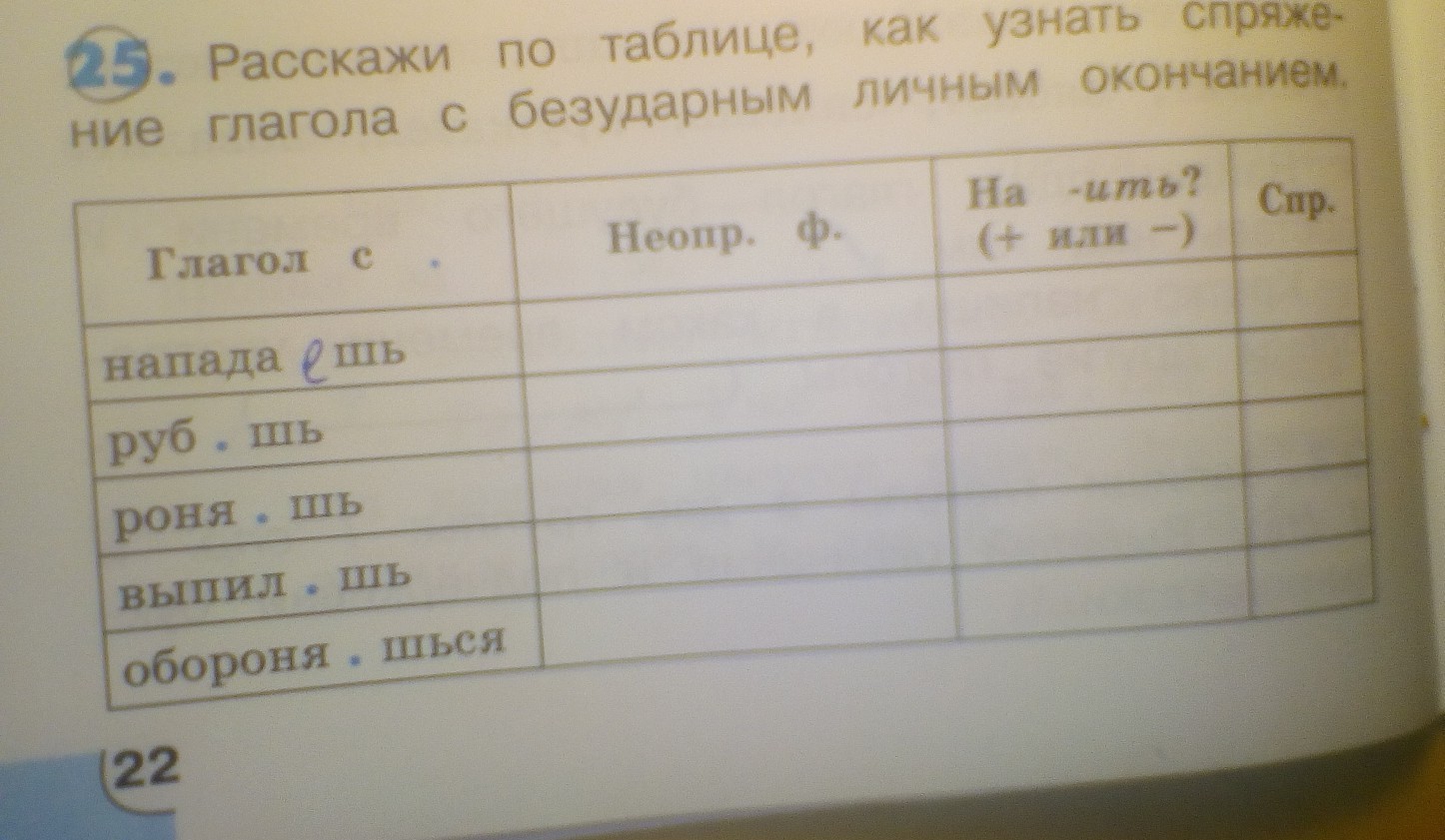 Заполни таблицу выдели окончания глаголов