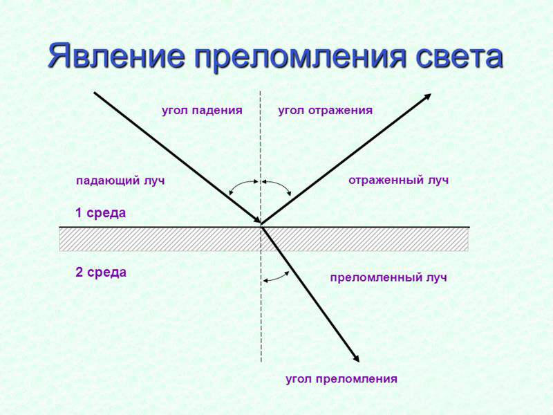 Луч падает на поверхность воды на каком из рисунков правильно показан ход преломленного луча