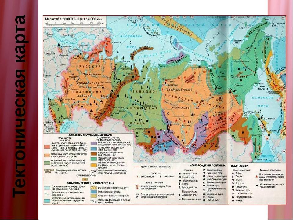 Тектонические структуры на территории россии карта