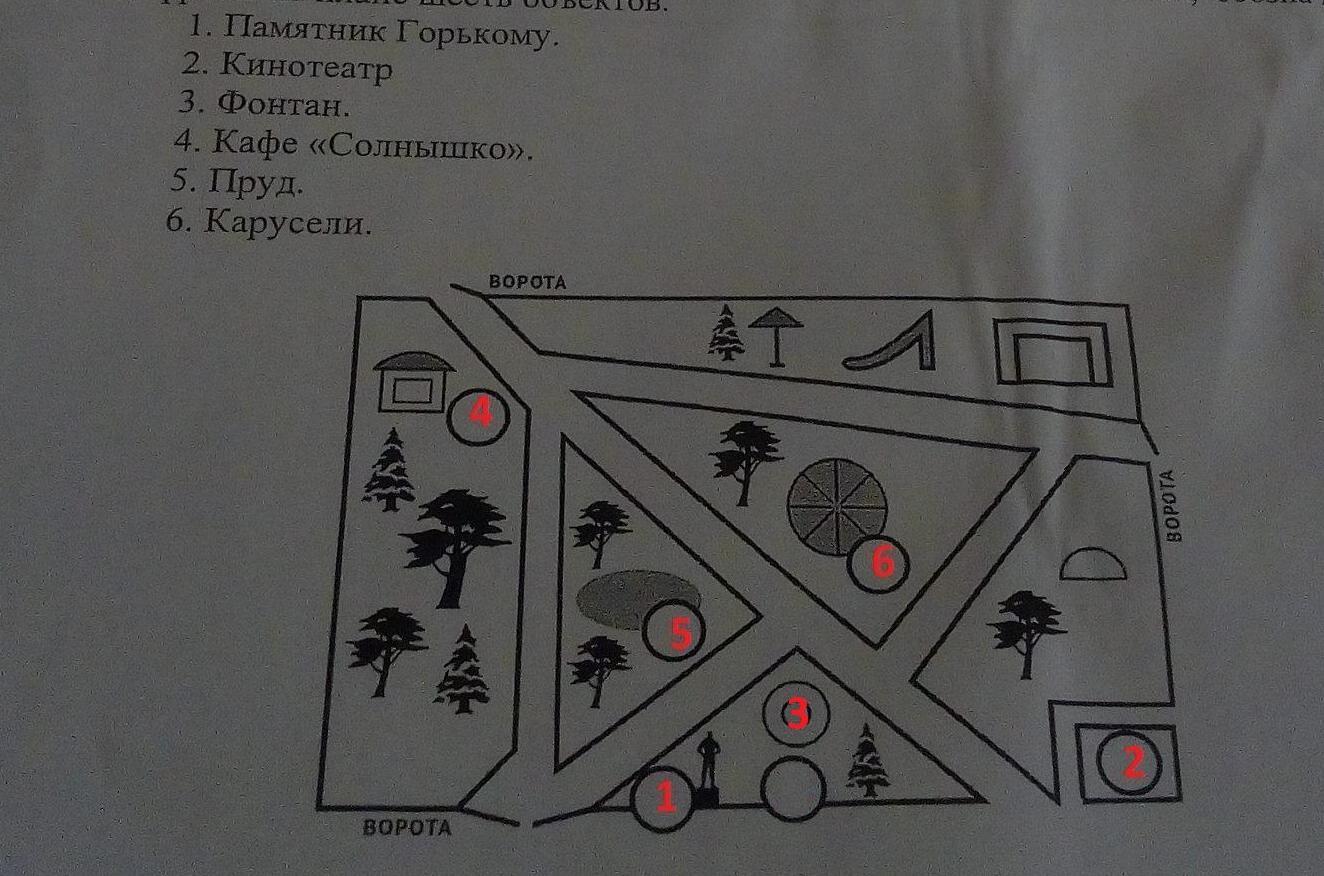 Оля написала сочинение прогулка в парке и нарисовала план