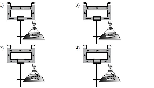 Открытый сосуд заполнен водой на каком рисунке правильно изображено направление конвекционных ответ
