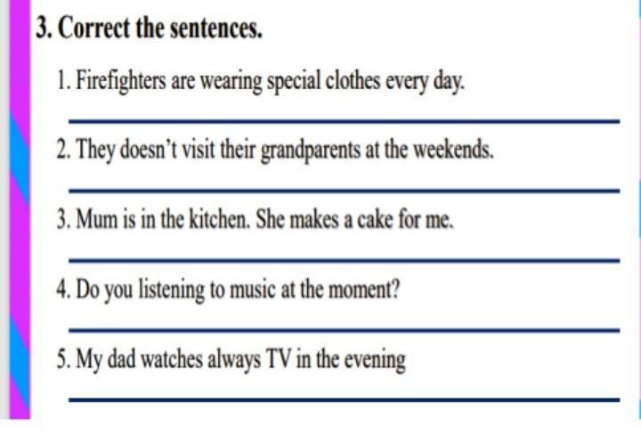 Make the sentences into reported speech