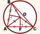 Центром описанной окружности является точкой пересечения
