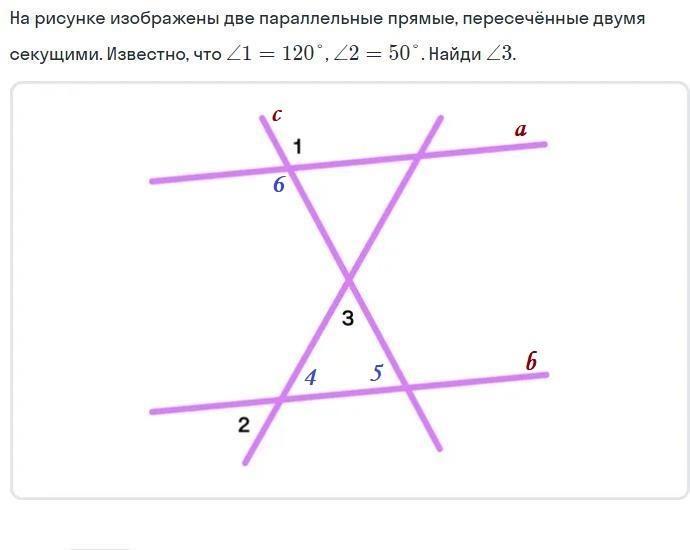 Параллельные прямые с и б пересечены прямой а по данным рисунка найдите угол а