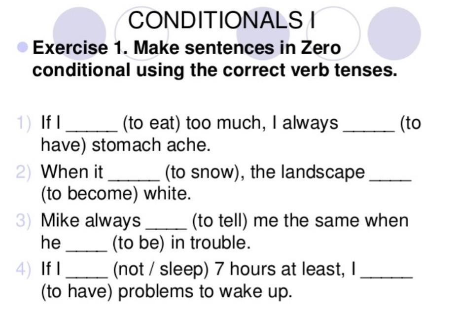 Zero conditional упражнения