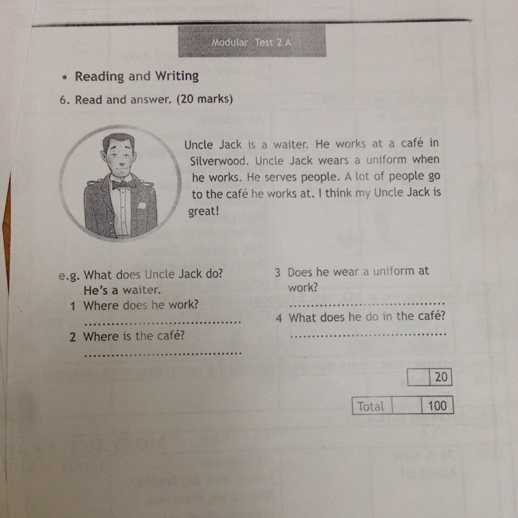 1 he read. Read and answer ответ. Read and answer 20 Marks 4 класс ответы. Английский язык 4 класс Uncle Jack is a. Where is Jack in the first picture what is he doing ответы.