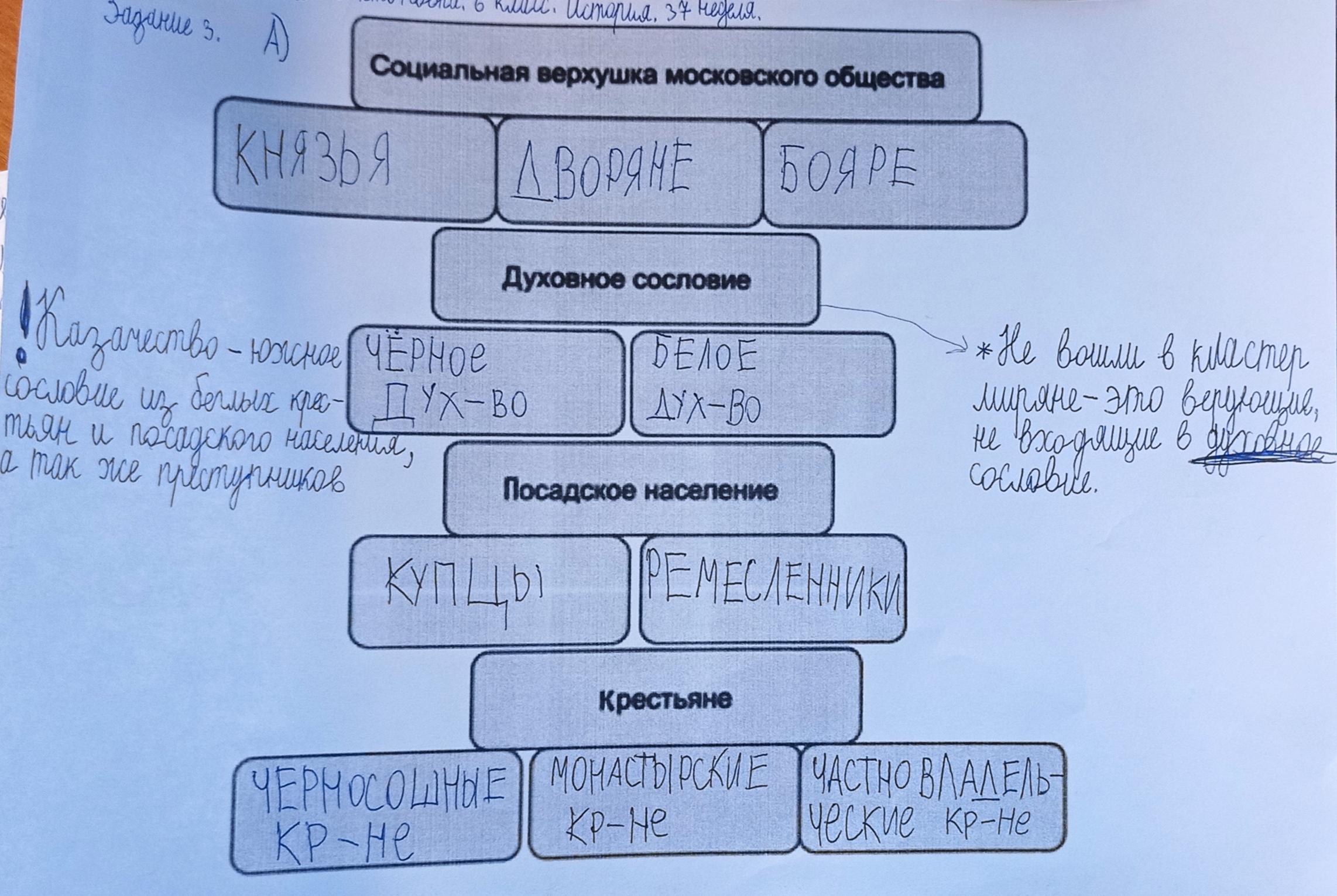 Какое сословие не указано в данной схеме