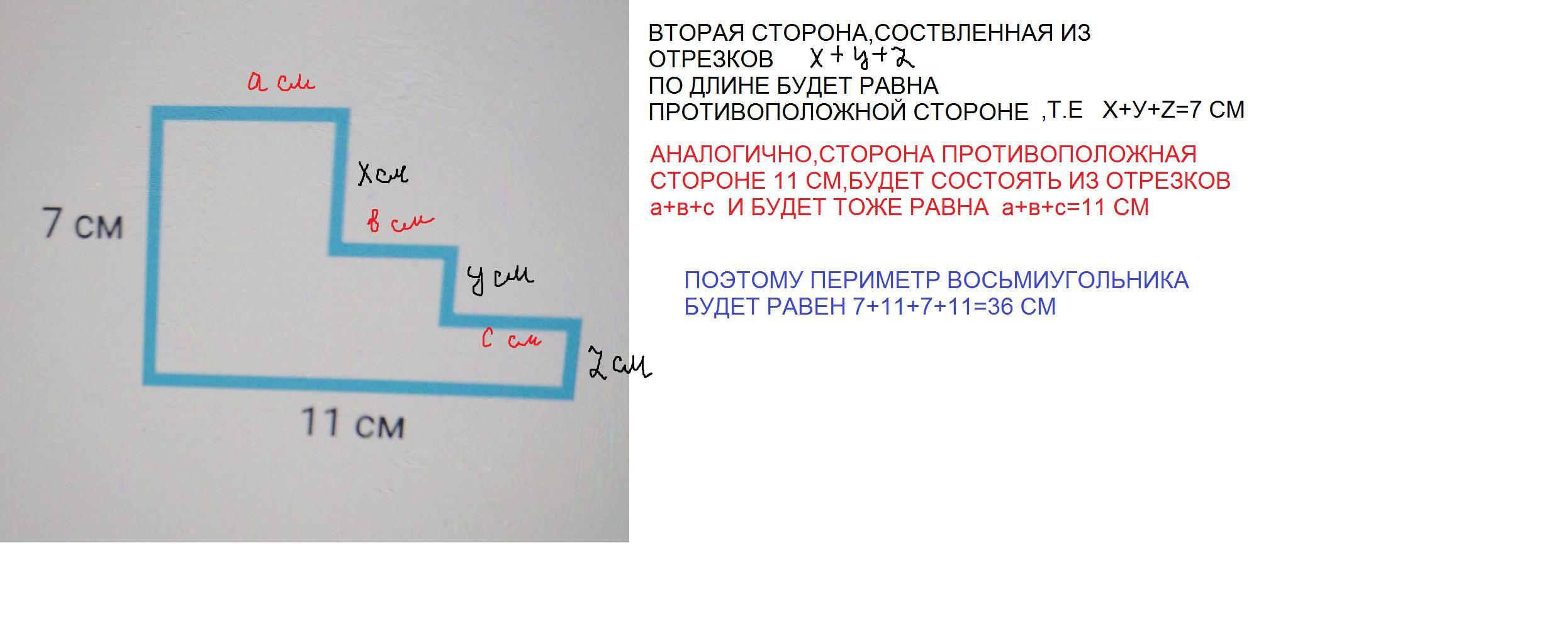 Вычислите периметр восьмиугольника