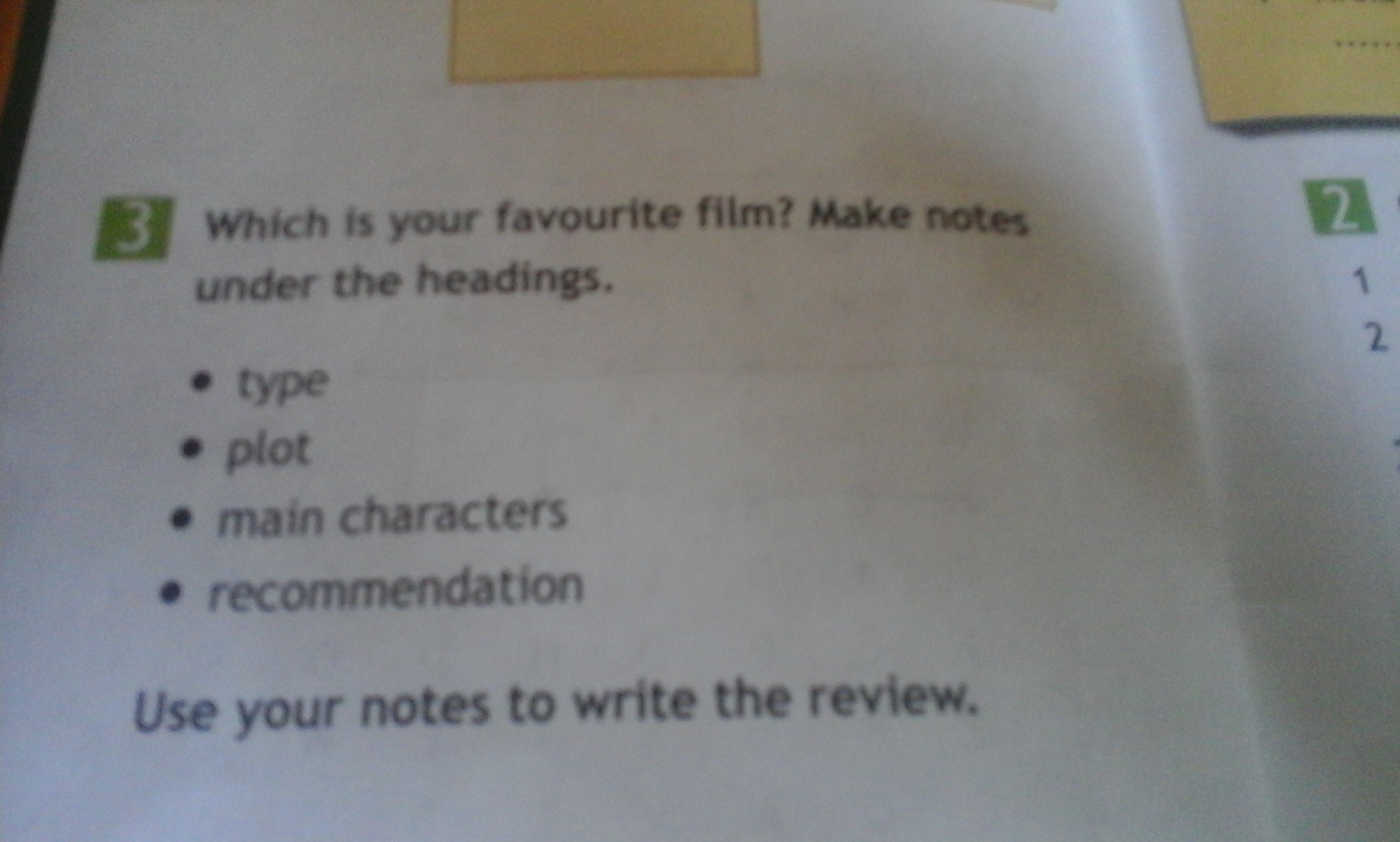 Make notes under these headings. Make notes under these headings