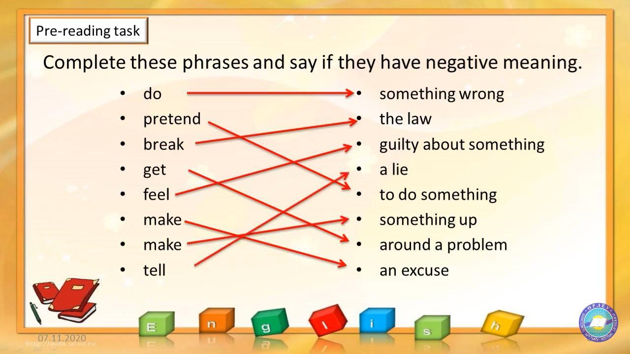 Verbs in the box