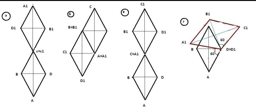 Построить а б в г. Симметричный ромб. Начертите ромб ABCD. Параллельный перенос ромба. Симметрия ромба.