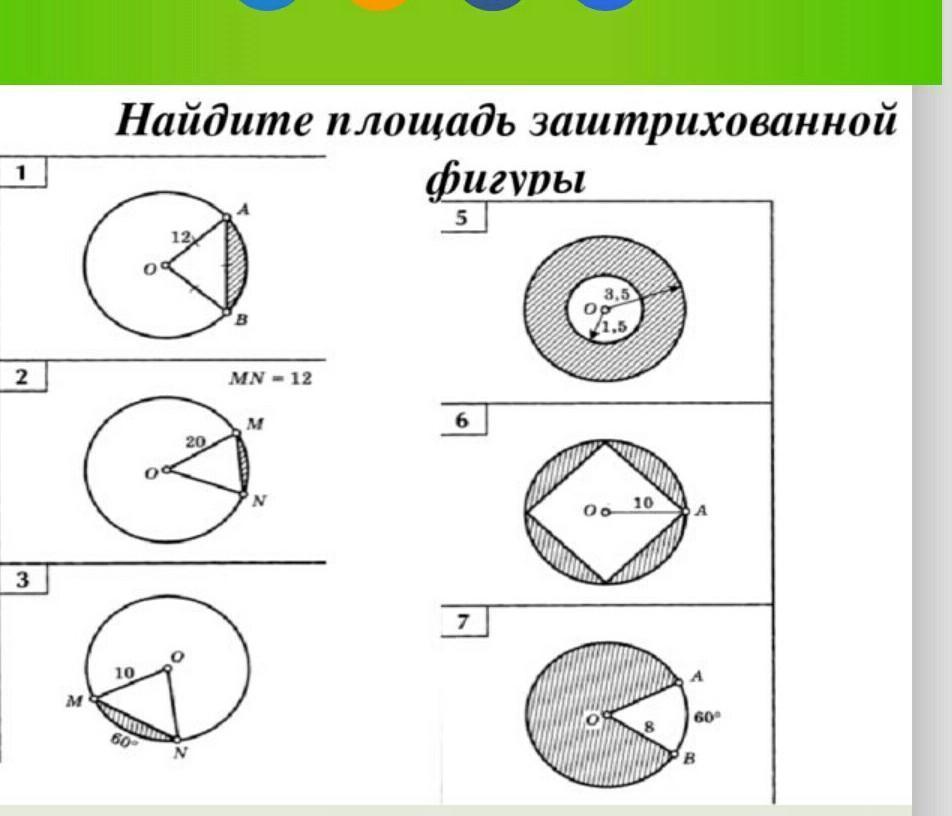 По данным рисунка найдите площадь заштрихованной фигуры