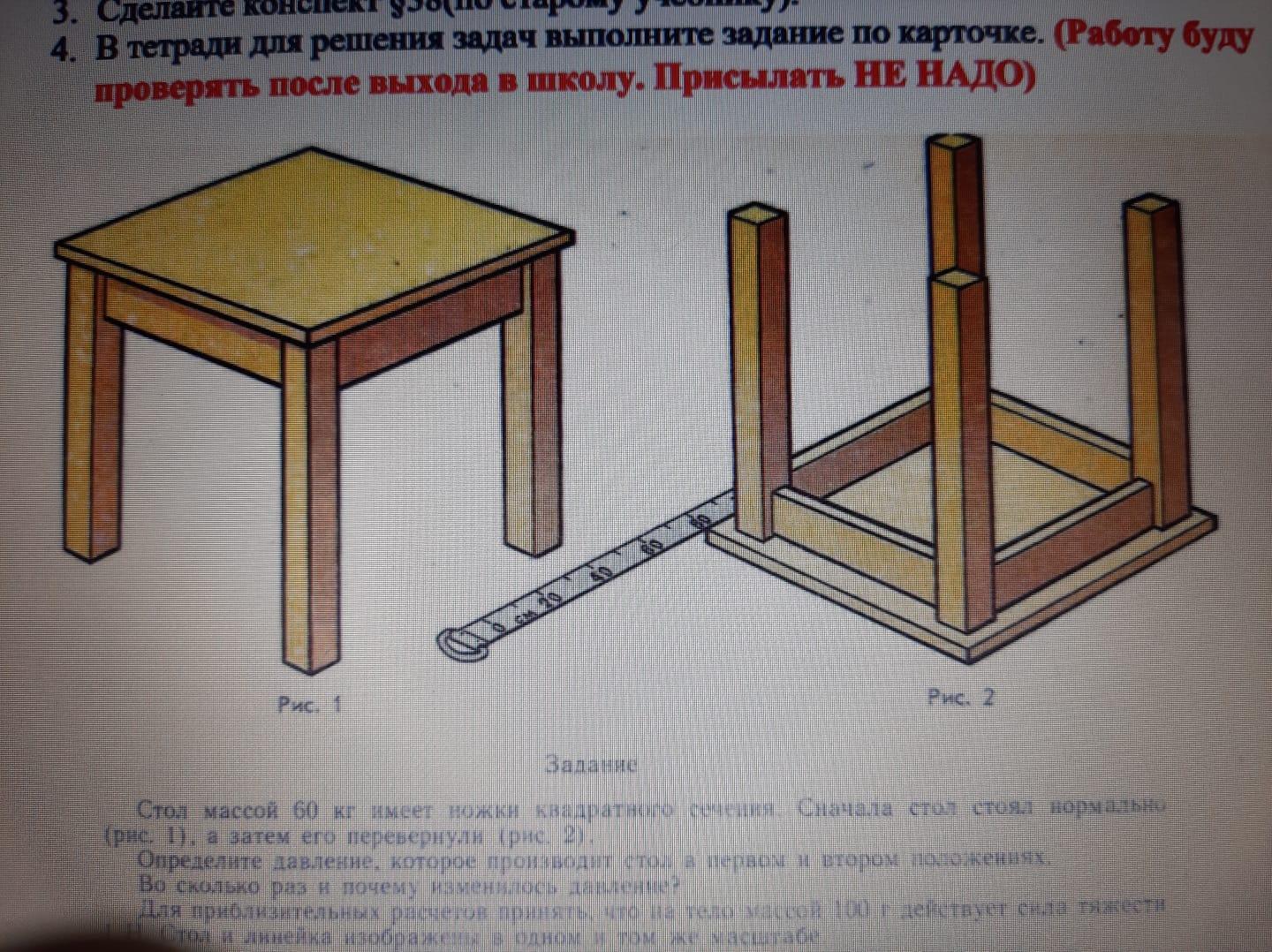 Масса стола 2 кг