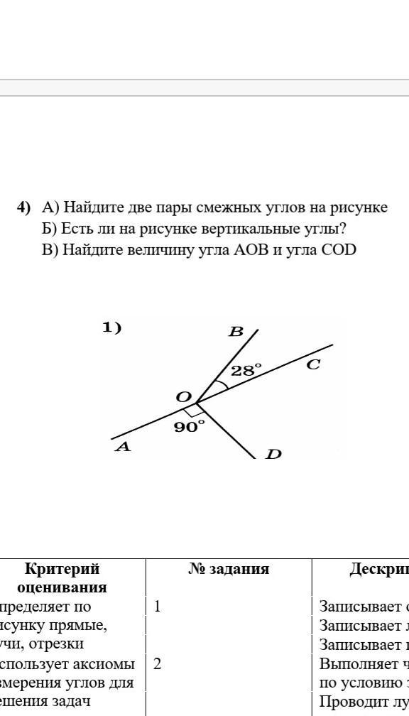 Две пары смежных углов