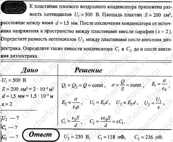 Расстояние между пластинами плоского конденсатора d. Эпсилон плоского воздушного конденсатора.