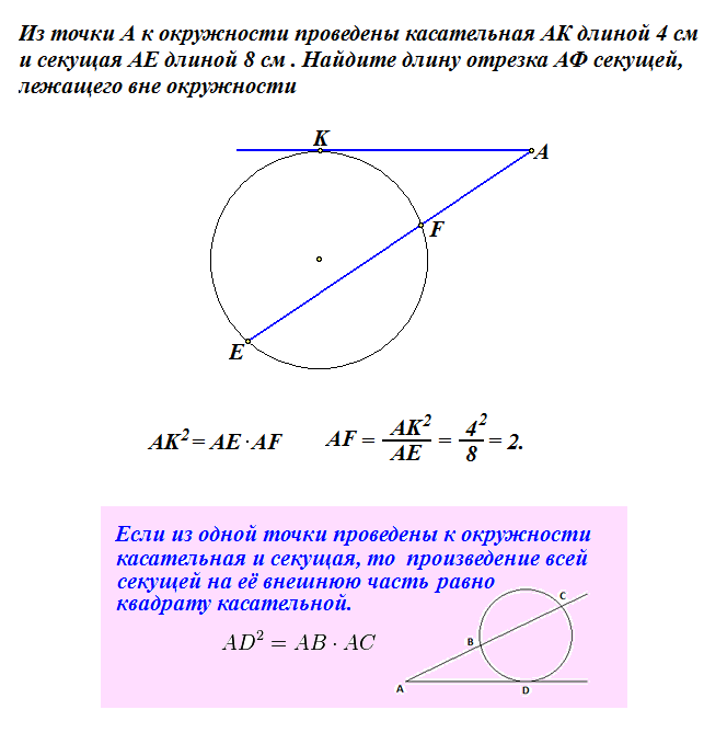 Найдите длину отрезка ad секущей используя рисунок 130