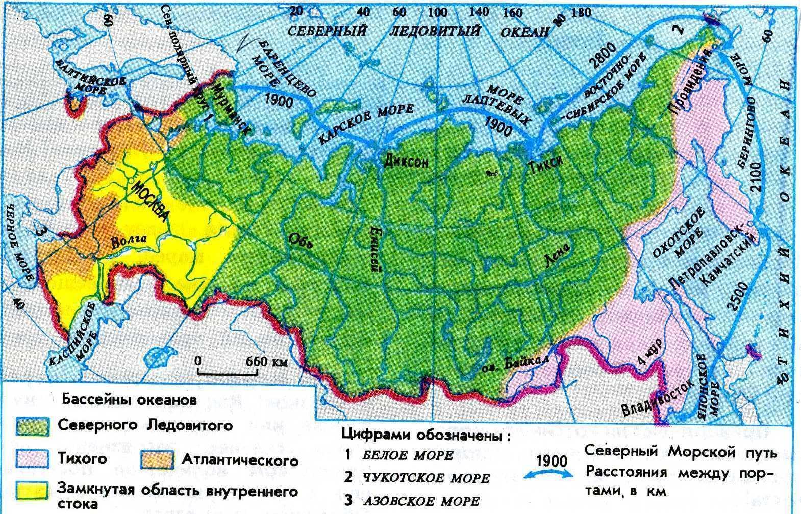 Карта россии океаны