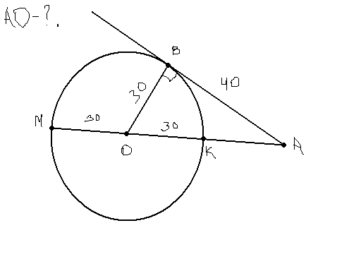На рисунке ав и ас касательные к окружности точка к середина отрезка ао
