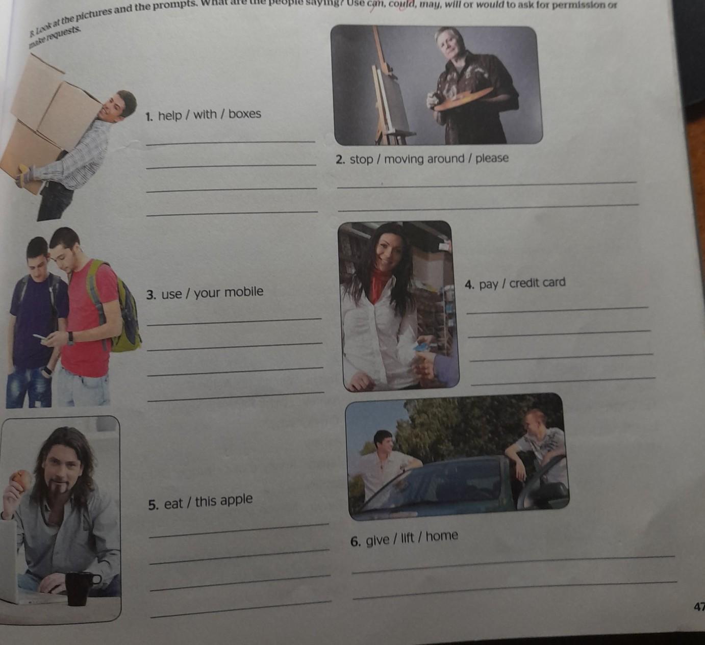 Look at the pictures and prompts