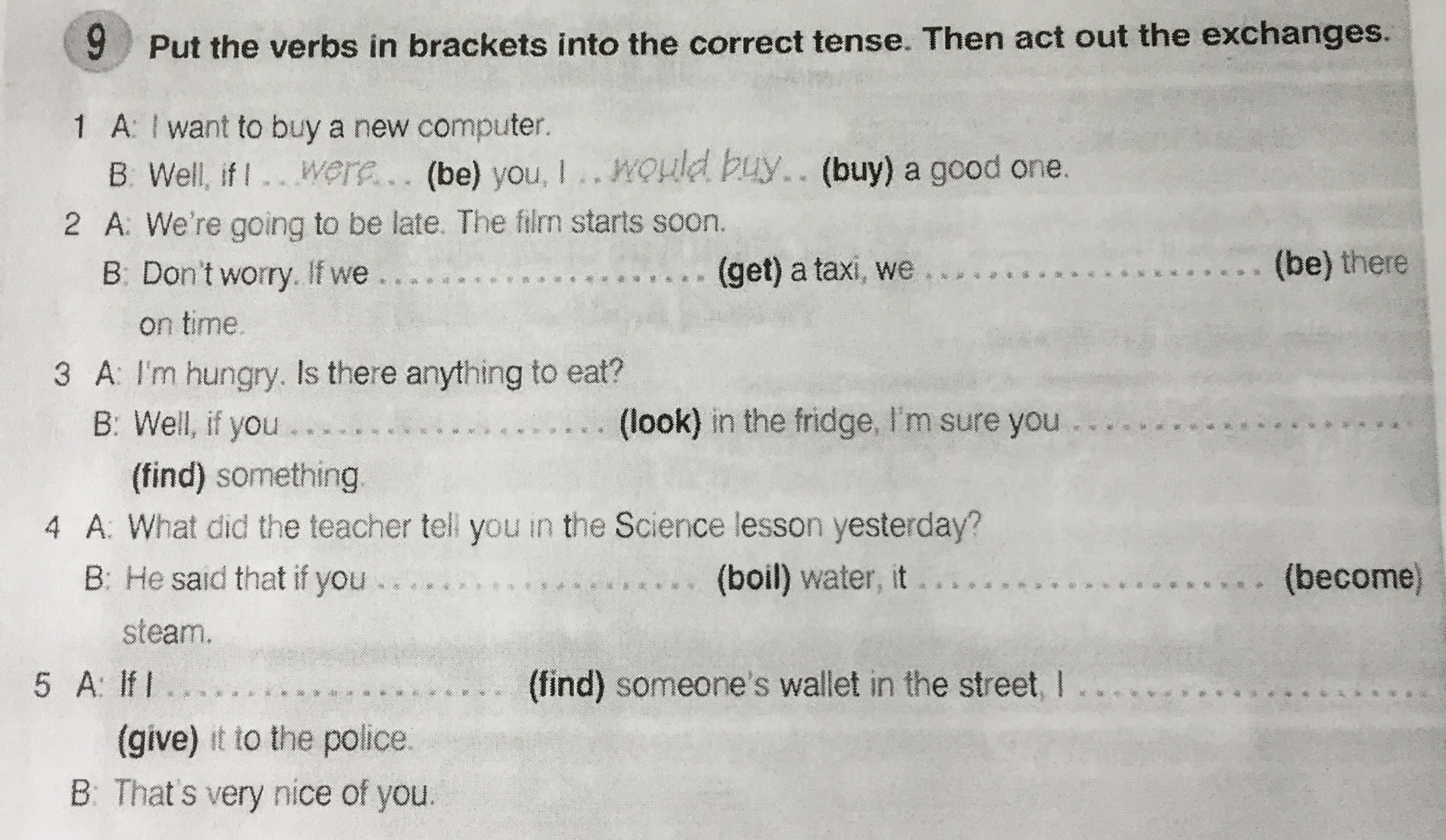 Circle the correct tense