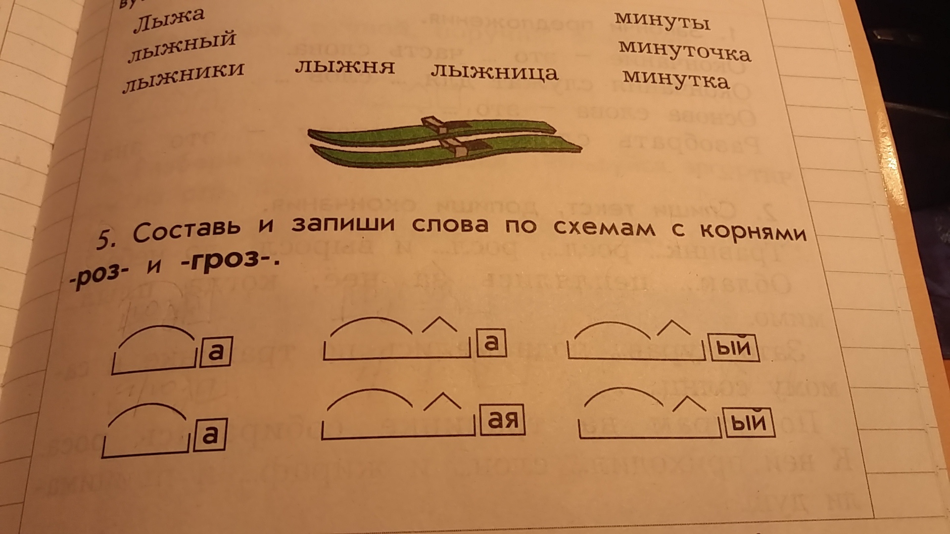 Подобрать и записать слова которые по составу подходили к данным схемам 3 класс