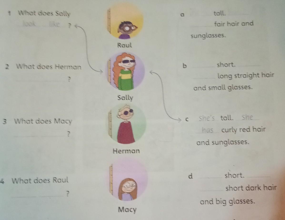 What does sally say is. What does it look like?. Sally sausages does like. Sally does his homework at 4 in the Evening.