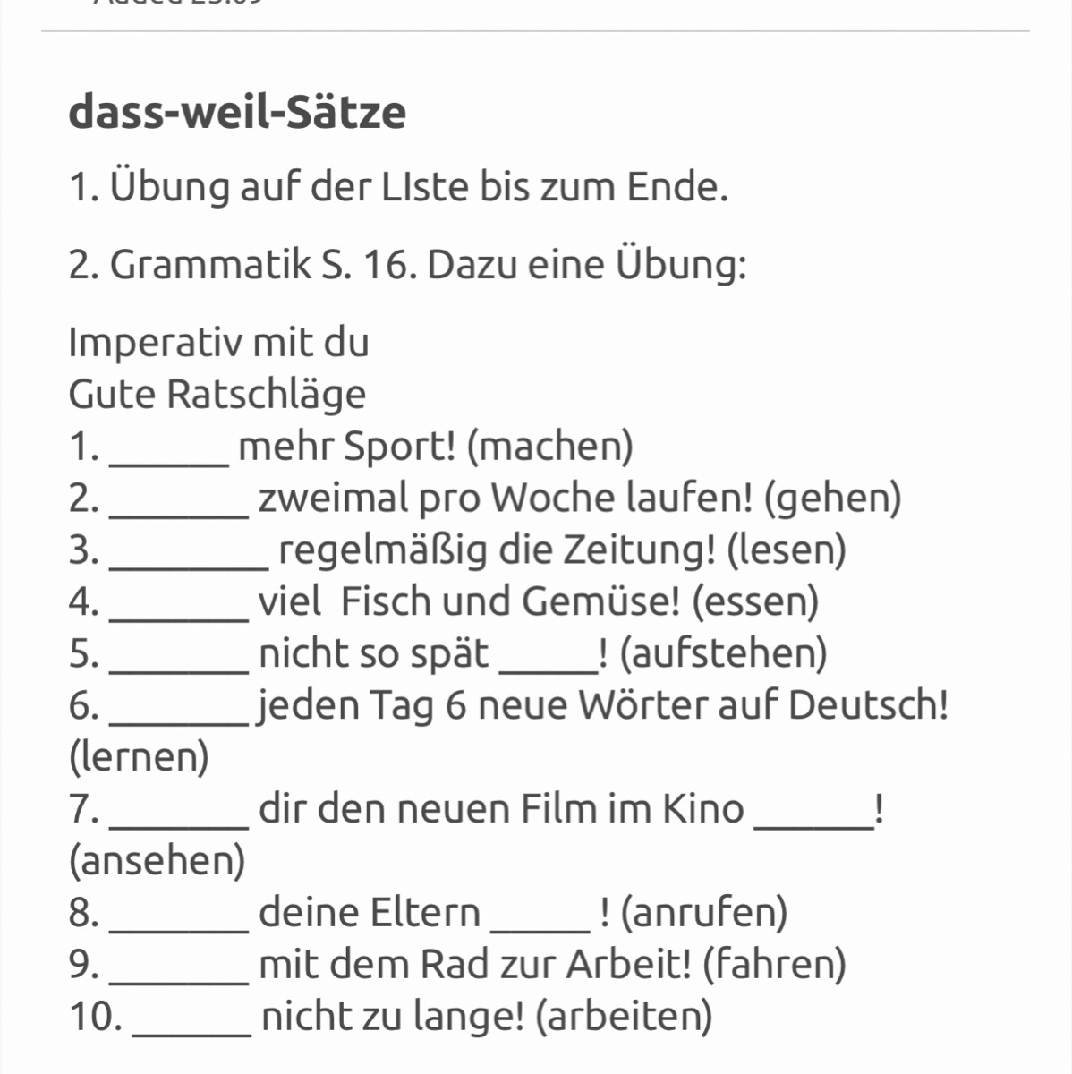 Немецкий язык упражнение 7. Упражнения на Weil в немецком языке. Упражнения на dass в немецком языке. Weil упражнения. Ob в немецком языке упражнения.