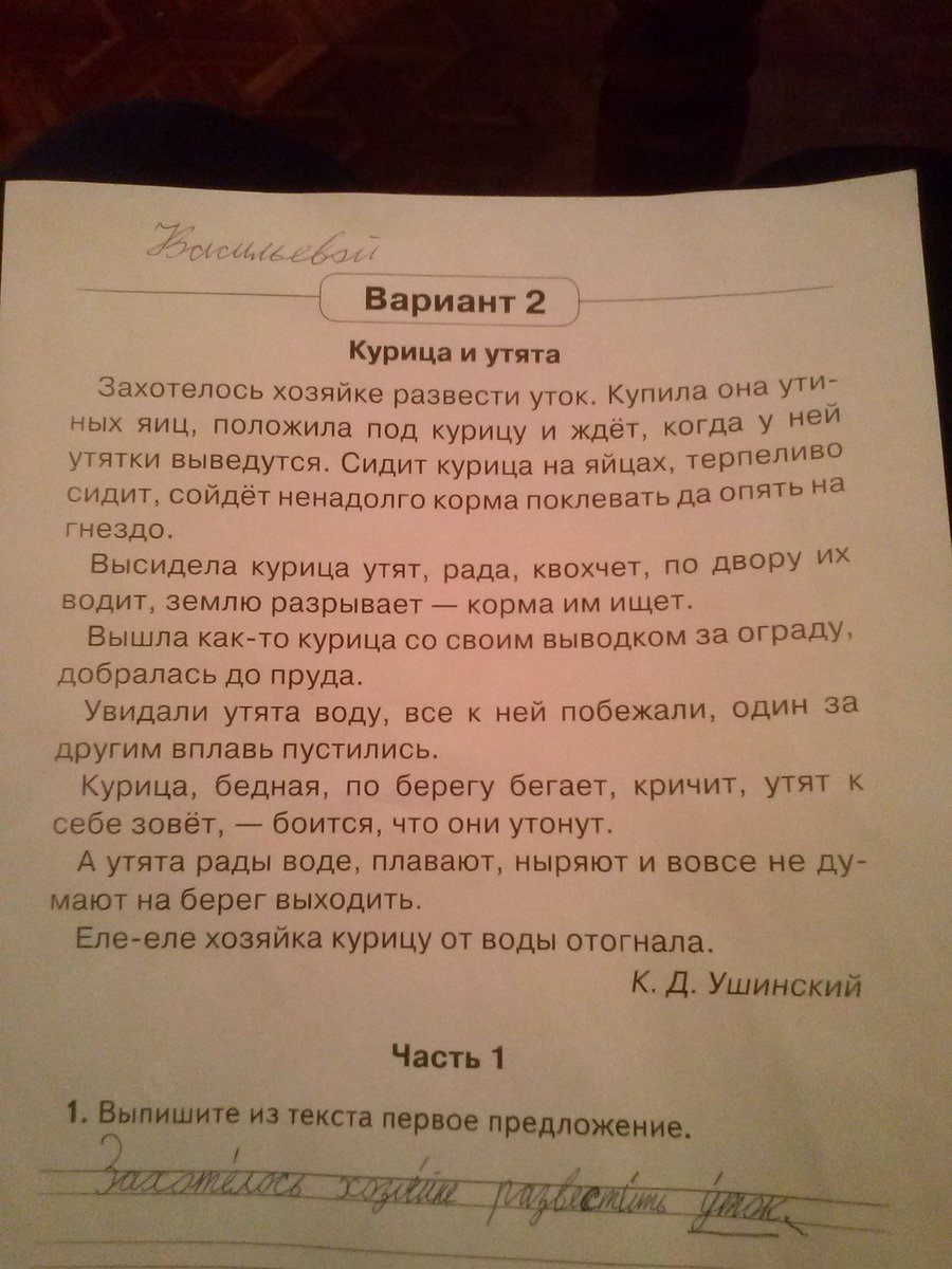 Комплексная работа 2 класс курица и утята с ответами