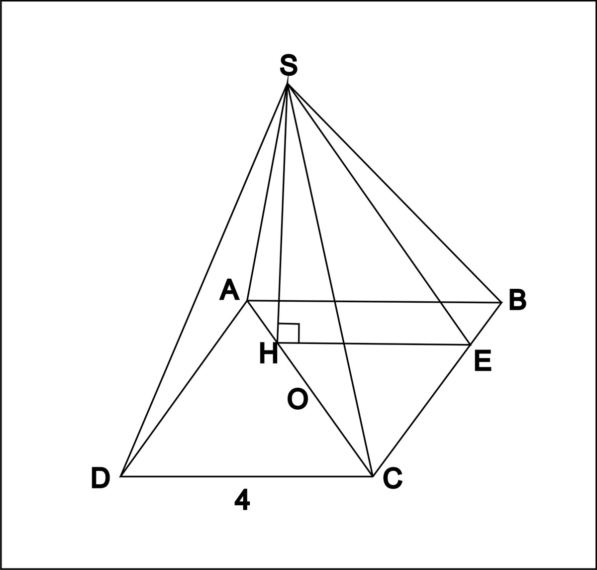 SABCD пирамида ABCD квадрат ab 4 sh высота