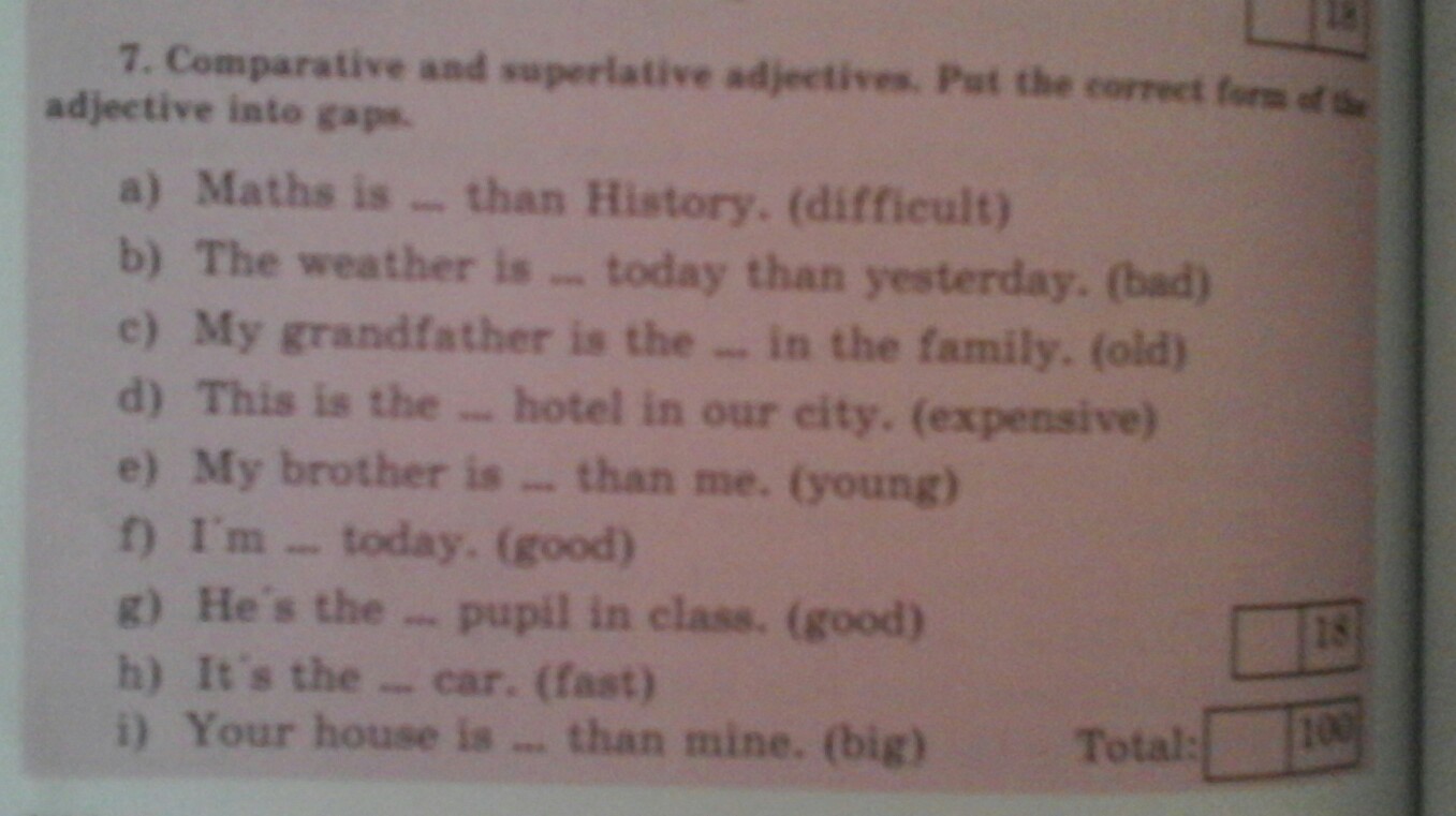 Put adjectives into correct forms