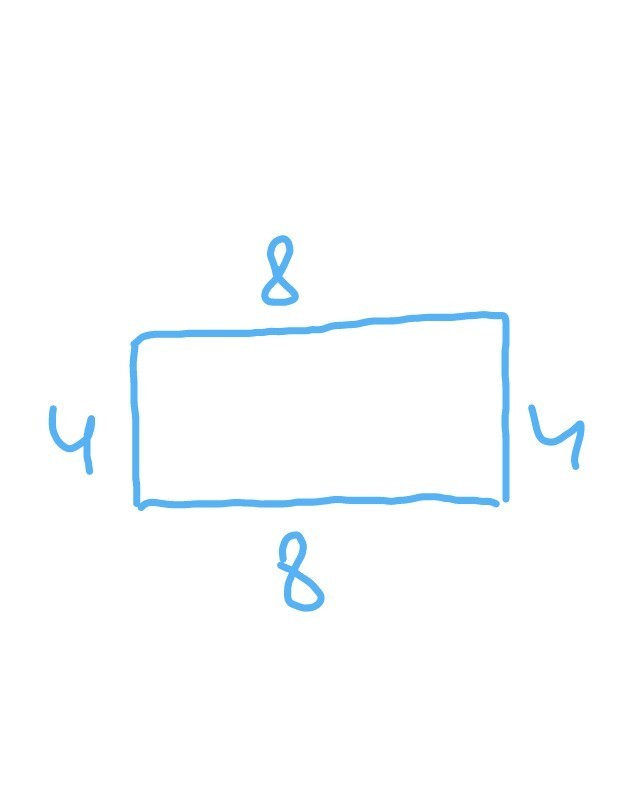 Длина прямоугольника 8 сантиметров