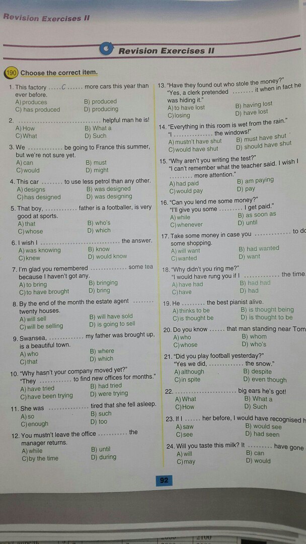 Revision exercises