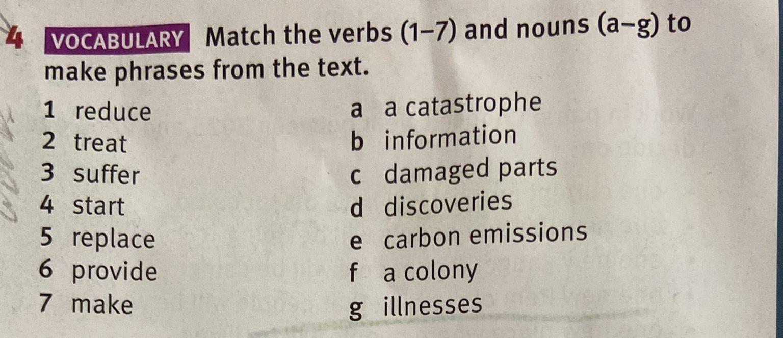 Match the words to make phrases