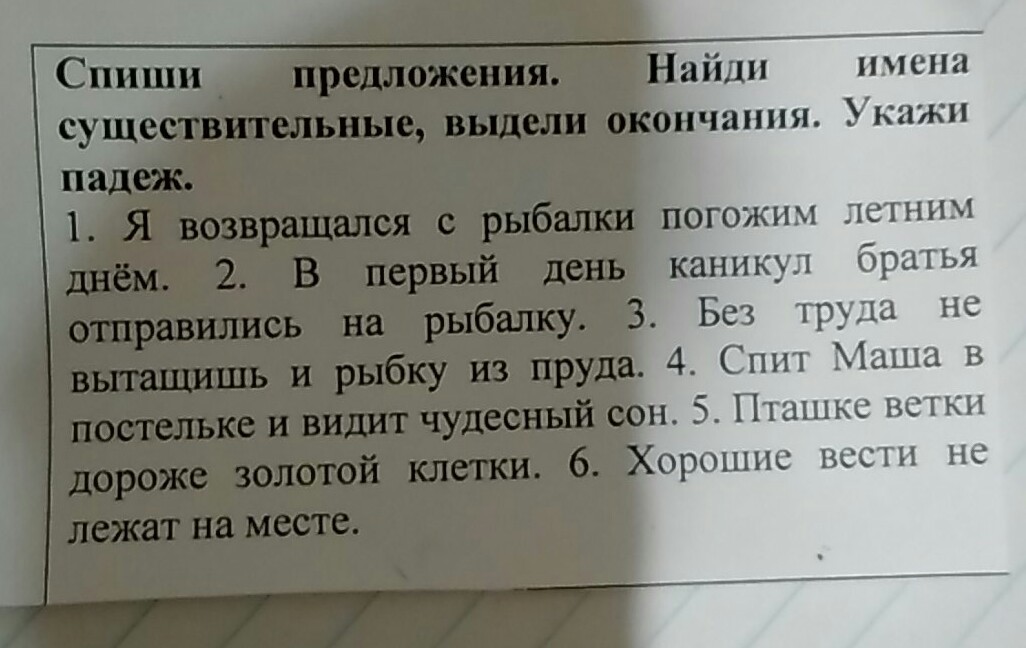 Отметь существительные в тексте