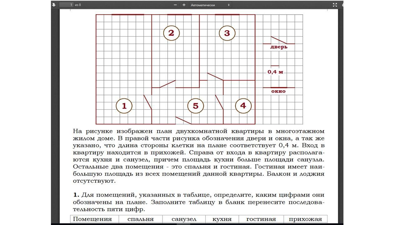 На рисунке изображен план двухкомнатной квартиры в многоэтажном жилом доме в первой части рисунка