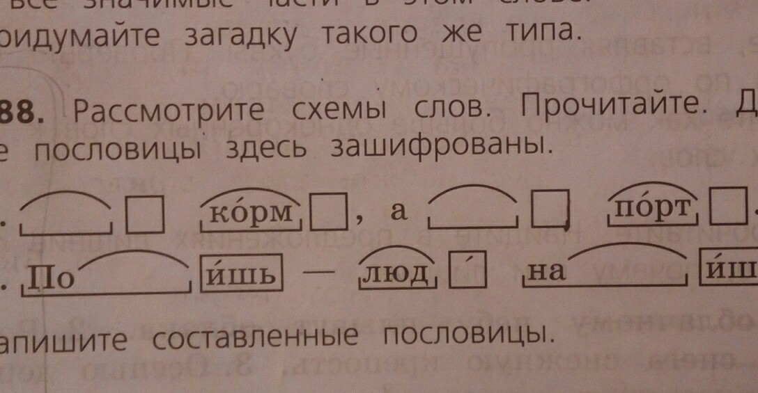 Рассмотрите схемы слов прочитайте догадайтесь какие пословицы здесь зашифрованы