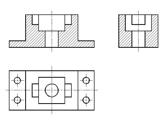 Рисунок содержит фронтальный и профильный разрезы штриховка на них не показана вид сверху и