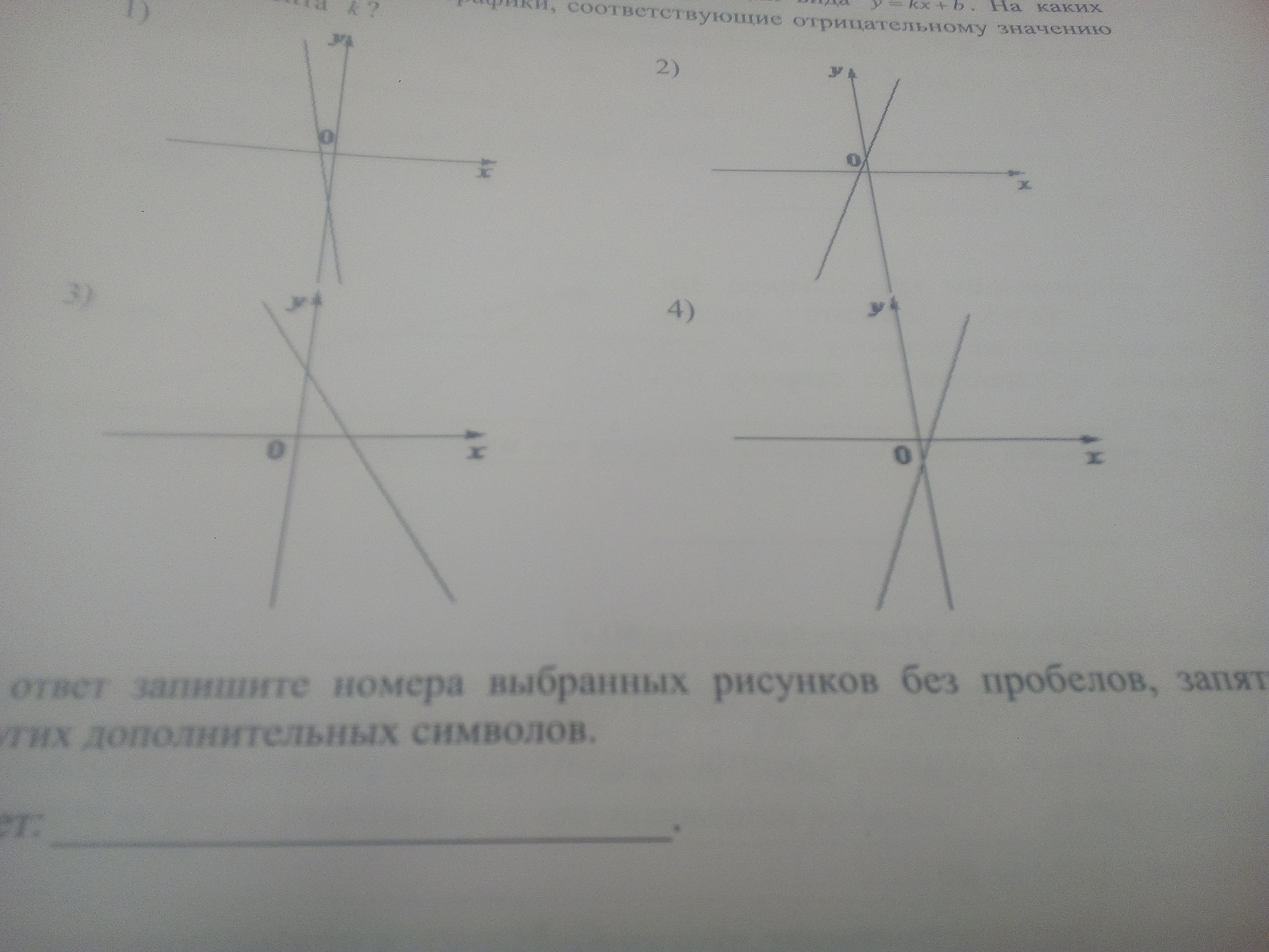 На рисунке изображены графики функций вида y kx b которые пересекаются